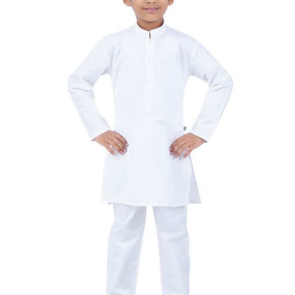 Boys White Kurta and Pyjama Set