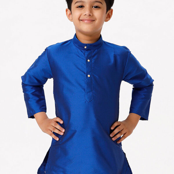 Boys Full Sleeves Royal Blue Shiny Kurta K5