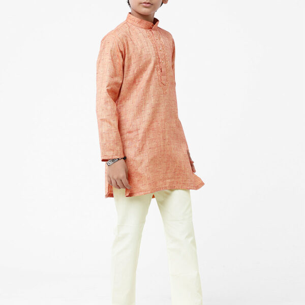 Boys Best Brown Kurta With Cream Pyjama Set