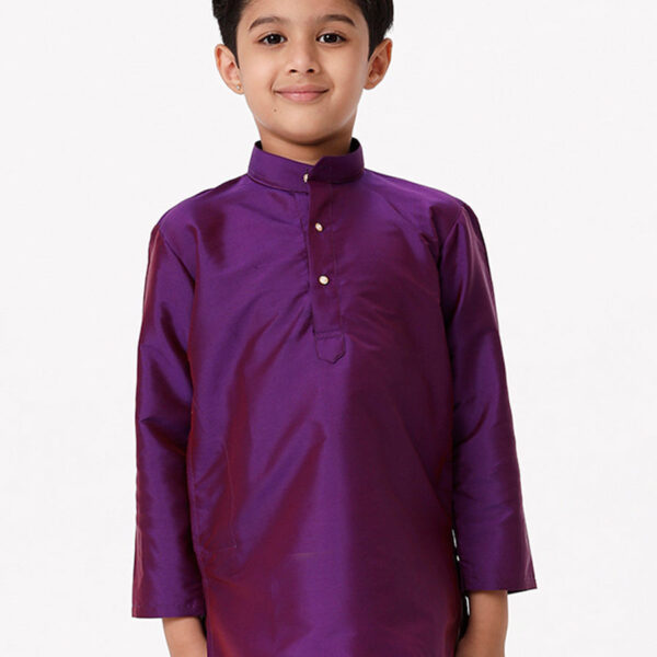 Boys Full Sleeves Violet Shiny Kurta