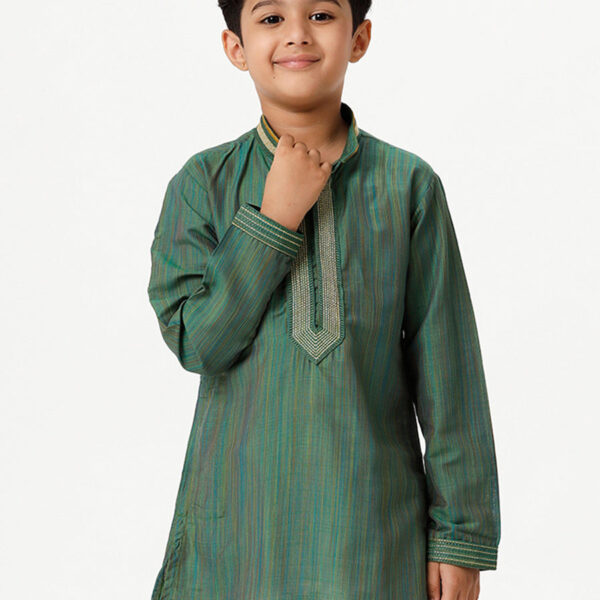Boys Emerald Full Sleeves Dark Green Kurta