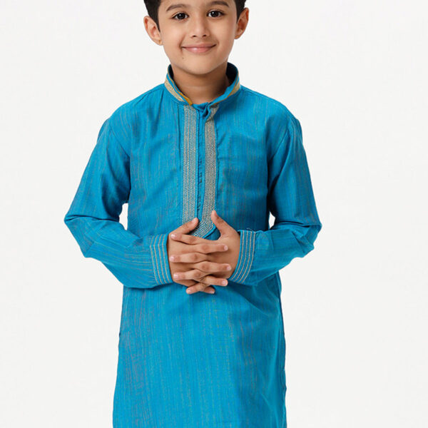 Boys Emerald Full Sleeves Sky Blue Kurta