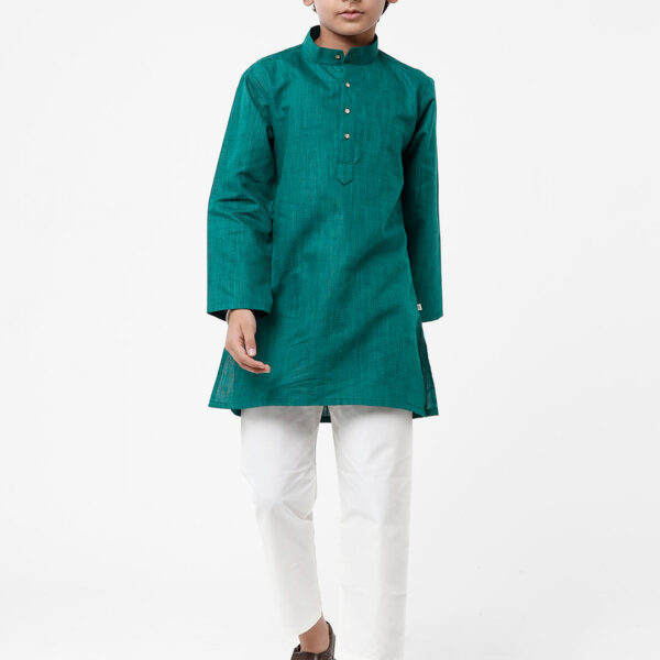 Boys British Green Kurta With White Pyjama Set