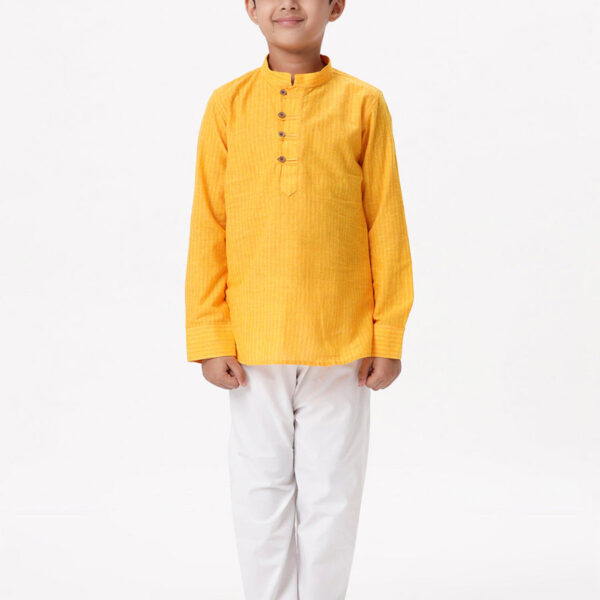 Boys Breeze Cotton Full Sleeves Yellow Kurta with Pyjama Pant Combo