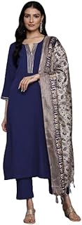 Women's Silk Crepe Solid Regular Kurta - Navy Blue - Elegant & Comfortable