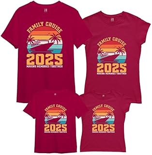 Family Combo Dress Set for 3 and 4- Mom Daughter Son Father Matching Clothing Dresses Outfit Twinning Clothes for Mother Father Kids Child(famvacay-Family-Cruise)