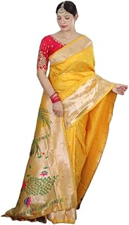 Woman's Pure Banarasi Paithani Silk Saree With Brocket Blouse Piece