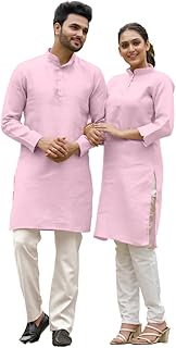 Fashion Galleria Cotton Blend Fabric Mens and Womens Kurta and Couple Kurti Dress 2 pcs Combo