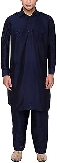 Mens Silk Blend Blue Pathani Suit