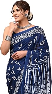Cotton Saree for Women with Blouse Piece, Lightweight Casual Ethnic Wear sari