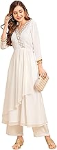 RATAN Women's Georgette Lurex Layered Ethnic Wear Kurta