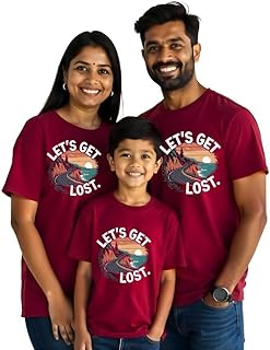 Family Combo Dress Set for 3 and 4- Mom Daughter Son Father Matching Clothing Dresses Outfit Twinning Clothes for Mother Father Kids Child(famvacay-Lets-get-Lost)