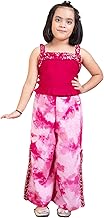 Bugandbees Solid With Printed Viscose Rayon Top & Pants Co-Ord Set For Kids|Party Casual Fusion Wear Indo Western Stylish Latest Collection Cords|Clothing Set For 3 to 13 Years Girls