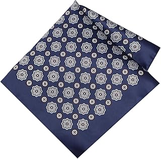 Men's Dark Blue Printed Pocket Square | Microfiber Satin Finish | Colour - Dark Blue | Size - 10x10 Inch| Formal Wedding Gift Accessory | Premium Fashion for Men