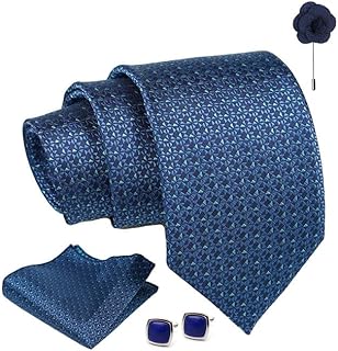 Peacock Blue Dotted Tie For Men – Formal Ties Set With Pocket Square & Tie Pin Clip For Mens, Silk Neckties Gift Sets For Men’s (AX24_32)