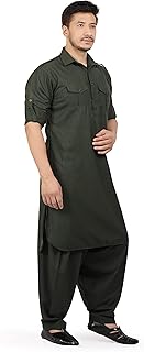 Men's Cotton Blend Pathani Kurta Pyjama Suit