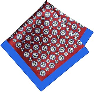 Men's Maroon & Blue Floral Printed Pocket Square | Micro Satin Finish | Colour -Maroon & Blue | Size-10 x 10 Inch | Premium Formal | Handkerchief for Blazer Suit | Wedding Gift |