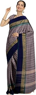 Chettinad South Indian Pure Cotton Saree Without Blouse | Traditional Ready to Wear Saree | For Daily and Work Wear (Grey)