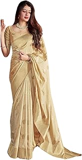 Women's Kanjivaram Pure Soft Silk Saree For Women Pure Golden Zari With Blouse Piece