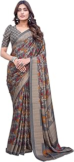 Elegant Chiffon Saree Set with Blouse - Embrace Trendy Style! Perfectly crafted for modern women (AZ-YS-P1-NEELA GREY)