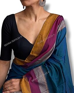 AVANI Border Narayanpeth Pure Handloom Cotton Sarees with Running Blouse Piece For Womens