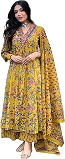 Women's Rayon Viscose Anarkali Printed Kurta with Palazzo & Dupatta
