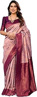 Women's Kanjivaram Style Soft Silk Banarasi Sarees With Blouse Piece For Women