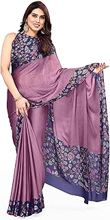 Women's Stylish Chiffon Kalmkari Border Pallu Printed Saree with Blouse Piece