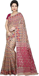 Soft Cotton Silk Dhakai Jamdani In White With Multicolor Thread Work