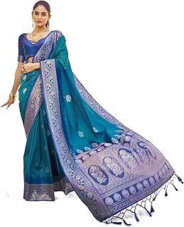 Women's Kanjivaram Soft Silk Banarasi Sarees With Unstiched Blouse Piece