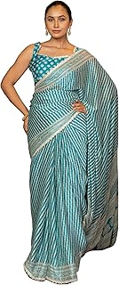 Chiffon Georgette Leheriya Printed Sarees for Women with Blouse Piece