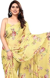 Women's Chiffon Floral Printed Saree with Blouse Piece