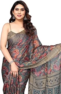 Women's Designer Chiffon Floral Prints Saree with Blouse Piece