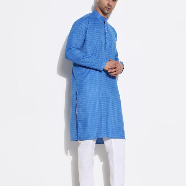 Men's Blue Geometric Regular Kurta Set