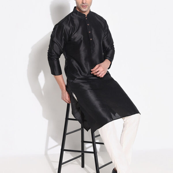 Men's Black Solid Kurta Set