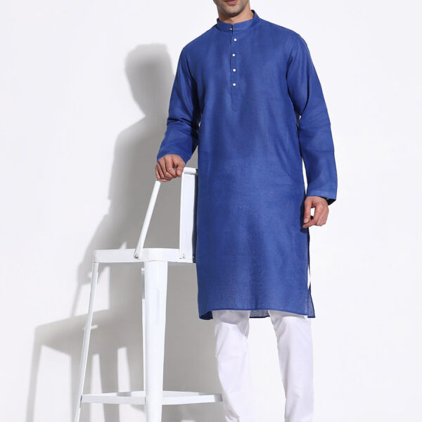 Men's Blue Solid Kurta Set