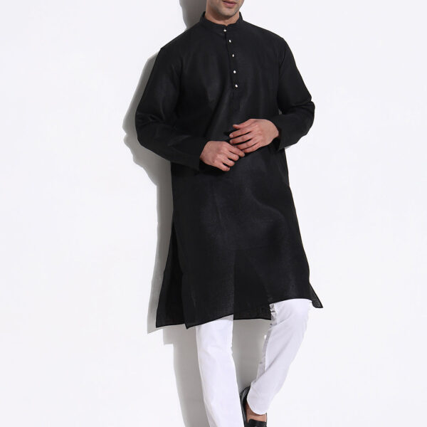 Men's Black Solid Regular Kurta Set