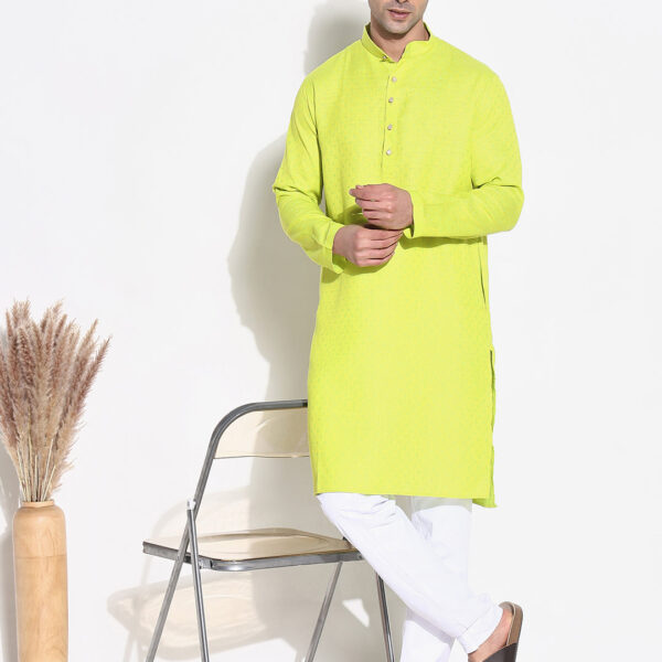Men's Green Mandarin Collar Kurta Set