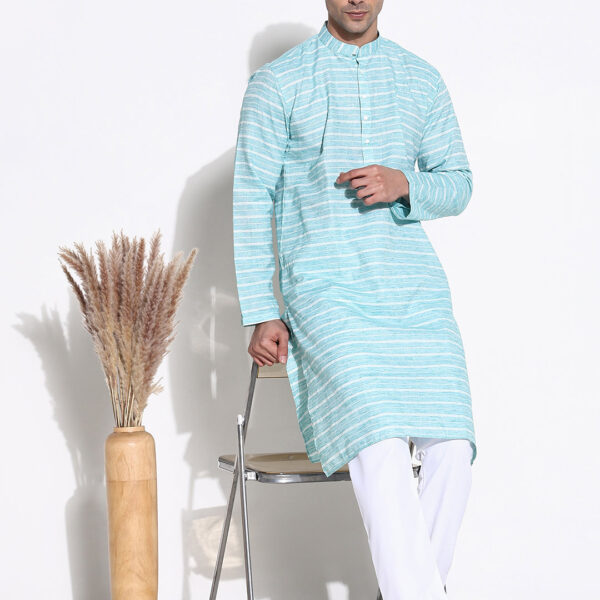 Men's Blue Striped Kurta Set